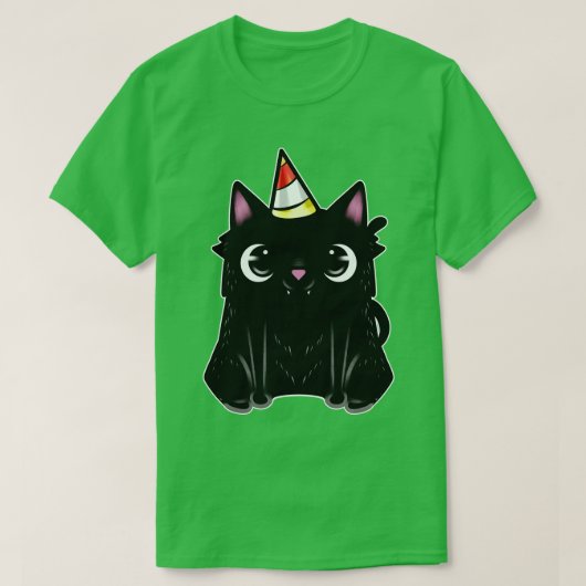 T-shirt Chat Noir Avec Casquette De Fête Le Vendredi (Design devant)