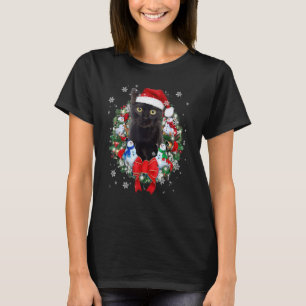 T-shirt Chat Noir Avec Chapeau Et Écharpe De Père Noël Ren