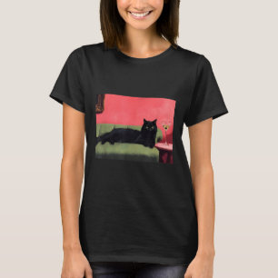 T-shirt Chat Noir Avec Impression D'art De Martini