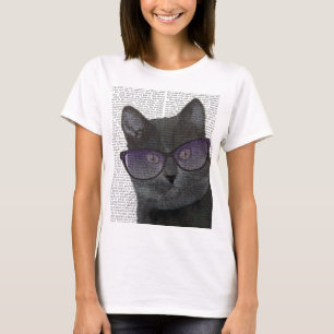 T-shirt Chat noir avec les lunettes de soleil 2
