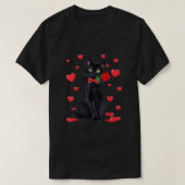 T-shirt Chat noir avec Rose Valentines Chemise Saint Valen (Design devant)