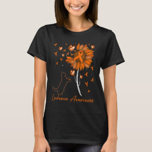 T-shirt Chat Noir Avec Tournesol & Ruban Orange Leuke