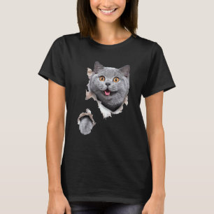 T-shirt Chat noir Ca Chat déchiré Tissu Chat déchiré