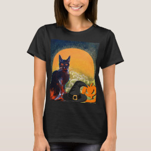 T-SHIRT CHAT NOIR, CASQUETTE WITCH ET CITROUILLE HALLOWEEN