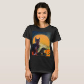 T-SHIRT CHAT NOIR, CASQUETTE WITCH ET CITROUILLE HALLOWEEN (Devant entier)