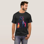 T-shirt Chat noir chat chat polygone chats (Devant entier)