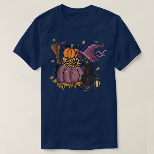 T-shirt Chat noir, Chat noir Citrouille Automne Hallowee (Design devant)