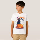T-shirt Chat noir citrouille design chatte belle halloween (Devant entier)