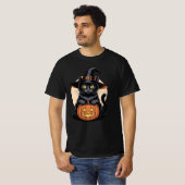 T-shirt Chat noir citrouille Halloween (Devant entier)