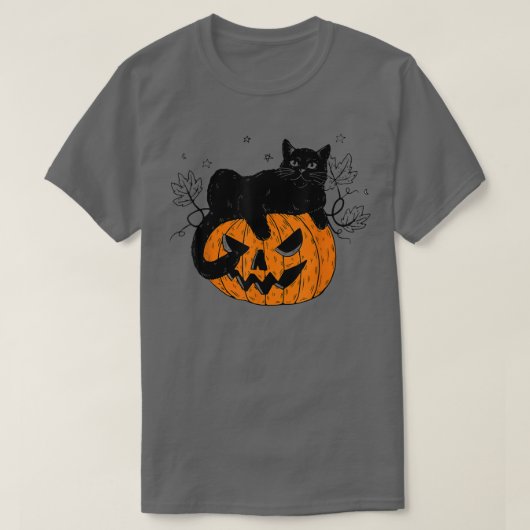 T-shirt Chat noir citrouille Halloween Costume effrayant S (Design devant)
