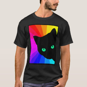 T-shirt Chat Noir Couleur Prisme Yeux Verts Amateu