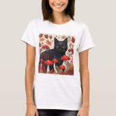 T-shirt Chat noir dans la forêt d'automne (Devant)