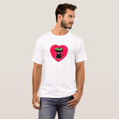 T-shirt Chat noir dans le coeur rouge (Devant entier)
