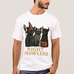 T-shirt Chat noir de Halloween rôdeurs de nuit Costume drô