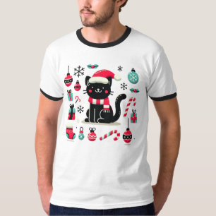 T-shirt Chat noir de Noël