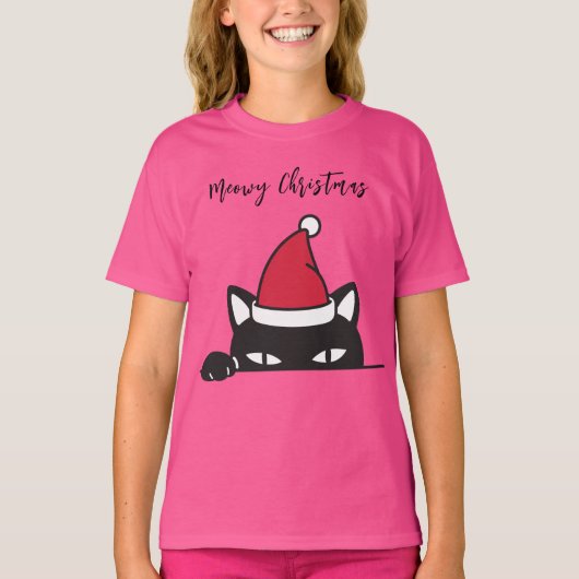 T-shirt Chat noir de Noël amusant (Devant)