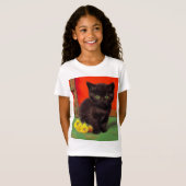T-Shirt Chat noir de style Van Gogh (Devant entier)