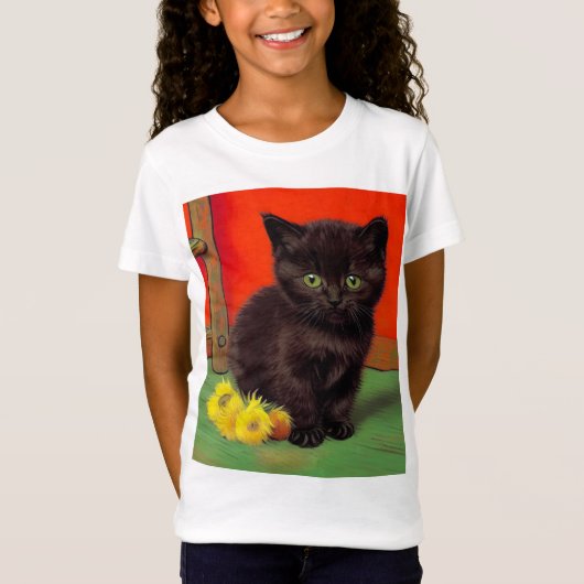 T-Shirt Chat noir de style Van Gogh (Devant)