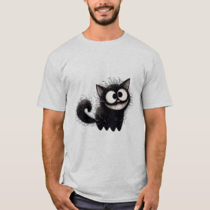 T-shirt Chat noir décoiffé drôle qui sourit ✨🐾🖤