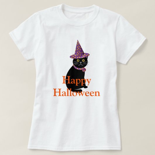 T-shirt Chat noir d'Halloween (Design devant)