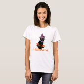T-shirt Chat noir d'Halloween (Devant entier)