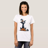 T-shirt Chat noir d'Halloween (Devant entier)