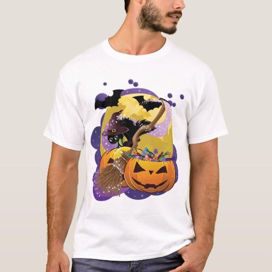 T-shirt Chat noir d'Halloween (Devant)