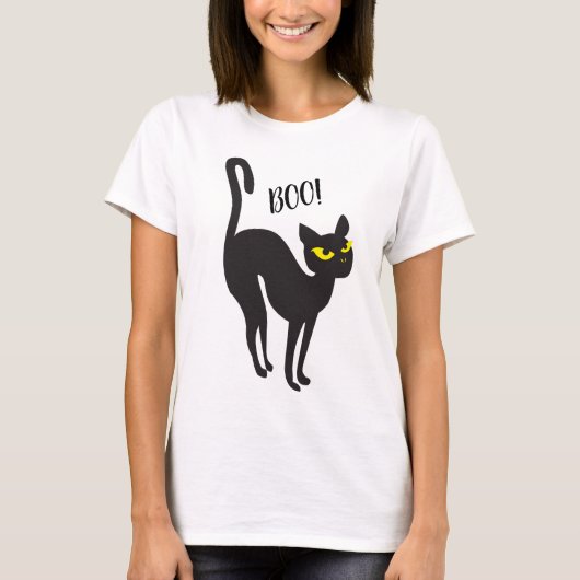 T-shirt Chat noir d'Halloween, Boo ! Traiteur ou Trick, te (Devant)