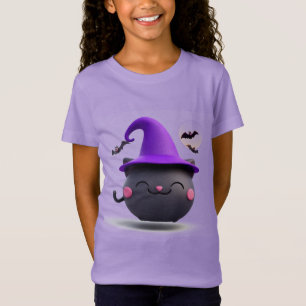 T-Shirt Chat noir d'Halloween déguisé en chapeau de sorciè