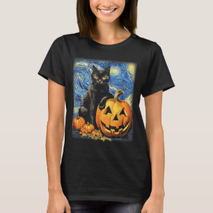 T-shirt Chat noir d'Halloween rétro Citrouille d'Halloween