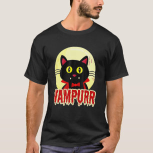 T-shirt Chat noir d'Halloween Vampurr Design de vampire