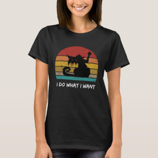 T-shirt Chat Noir donnant le doigt moyen Rétro Je fais ce