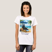 T-shirt Chat noir drôle au temps de la plage paradisiaque (Devant entier)