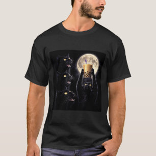 T-shirt Chat Noir Drôle Boit du Thé aux Perles au Clair de