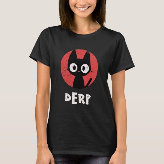 T-shirt Chat noir drôle Derp (Devant)