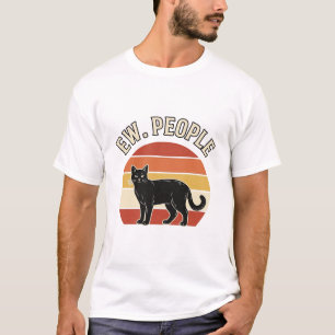 T-shirt Chat Noir Drôle Ew Personnes Design Rétro Vintage_
