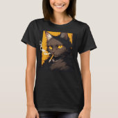 T-shirt chat noir drôle, fumant cigarette (Devant)