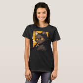T-shirt chat noir drôle, fumant cigarette (Devant entier)