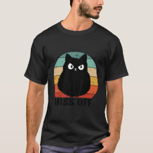 T-shirt Chat noir drôle Hiss Off Meow Chat Vintage Retro S