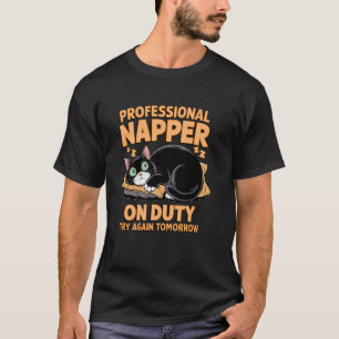 T-shirt Chat noir drôle Nid Humour Paresseux Sommeil Procr