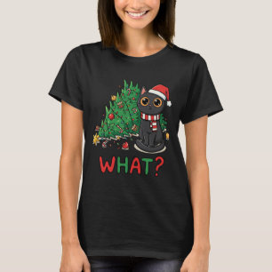 T-shirt Chat noir drôle quoi ? Humour de sapin de Noël