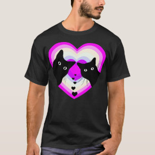 T-shirt Chat Noir Drôle Valentine Day Chat Couple Retro Vi