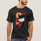 T-shirt Chat noir effrayant avec couteau Halloween Femmes  (Devant)
