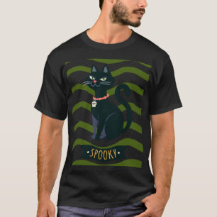 T-shirt Chat Noir Effrayant Costume de Halloween Féminin S