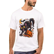 Chat noir effrayant et citrouille Halloween