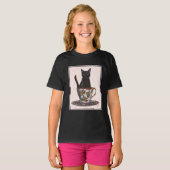 T-shirt Chat noir en Teacup (Devant entier)