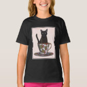 T-shirt Chat noir en Teacup (Devant)