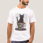 T-shirt Chat noir en Teacup (Devant)