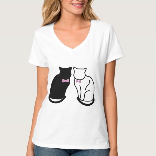 T-shirt Chat noir et blanc (Devant)