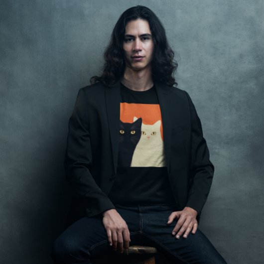 T-shirt chat noir et blanc